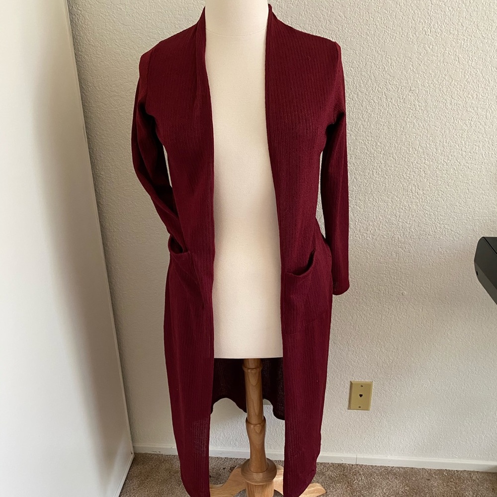 Burgundy Cardigan with pockets